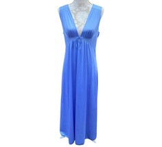 Vtg The royal boudoir periwinkle blue nightgown slip maxi dress lingerie size L - £37.07 GBP