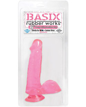 Basix Rubber Works 6&quot; Dong w/Suction Cup - Pink - £20.93 GBP