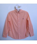 Ralph Lauren Boys Orange White Gingham Check Shirt L 14 16 Orange White - $18.99