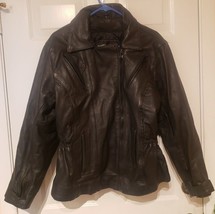 UNIK  Leather Womens Vintage Motorcycle Jacket Size L Zip Out Liner Heavy  - £32.22 GBP