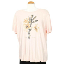 RALPH LAUREN Pink Flower Graphic Linen Blend Jersey Tee T-shirt Top 2X - £31.96 GBP