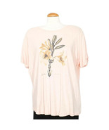RALPH LAUREN Pink Flower Graphic Linen Blend Jersey Tee T-shirt Top 2X - £31.45 GBP