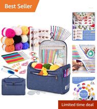 Navy Crochet Kit for Beginners: 23 Hooks, Yarn &amp; Guide for Creative Proj... - $59.35