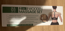 2-in-1 Wooden Massage Set Cellulite Massager Belt &amp; Massage Roller NEW - £28.19 GBP