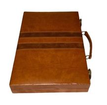 Vintage Backgammon Set Faux Leather Case Marbled Swirl Green White Pcs image 8