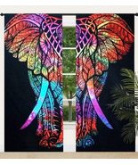 INDACORIFY Mandala Tie Dye Elephant Print Curtain Drape, Boho Window Tre... - £22.36 GBP+
