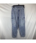American Eagle Jogger Jeans Womens Size 0 Blue Denim Cargo Y2K Drawstring - $351.46 MXN