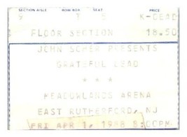 Grateful Dead Concierto Ticket Stub Noviembre 11 1985 Meadowlands Nuevo Jersey - £39.71 GBP