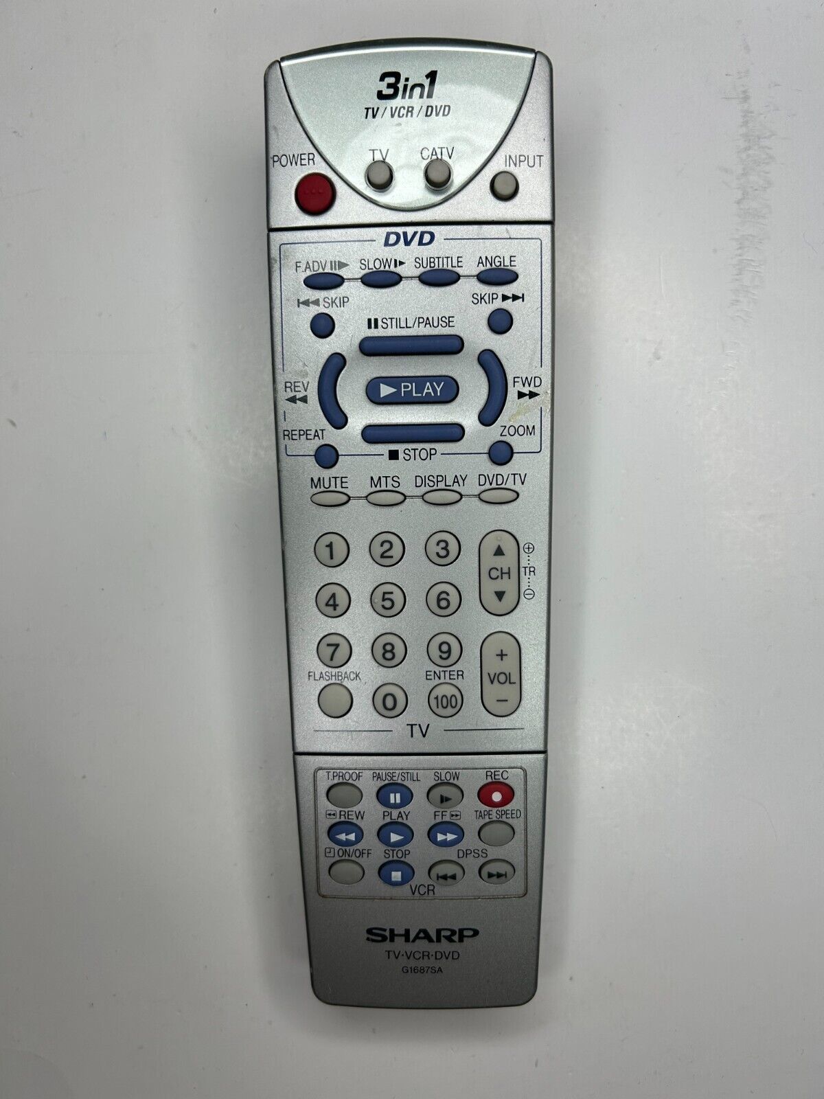 Sharp G1687SA TV VCR DVD Combo Remote Control, OEM for 27DVCS10, 27DVS100 +more  			