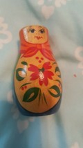 Vintage  Wooden Doll Figurine Hand Painted 2 3/4&quot; Tall - £7.78 GBP