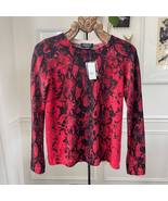 NWT Lord &amp; Taylor 100% 2-Ply Cashmere Red Black Snakeskin Crewneck Sweat... - €61,79 EUR