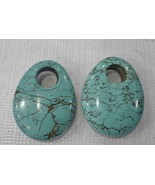 6 Pieces TURQUOISE  Large Hole Oval Donut Beads, Long Egg 45x30mm Turquo... - $23.70