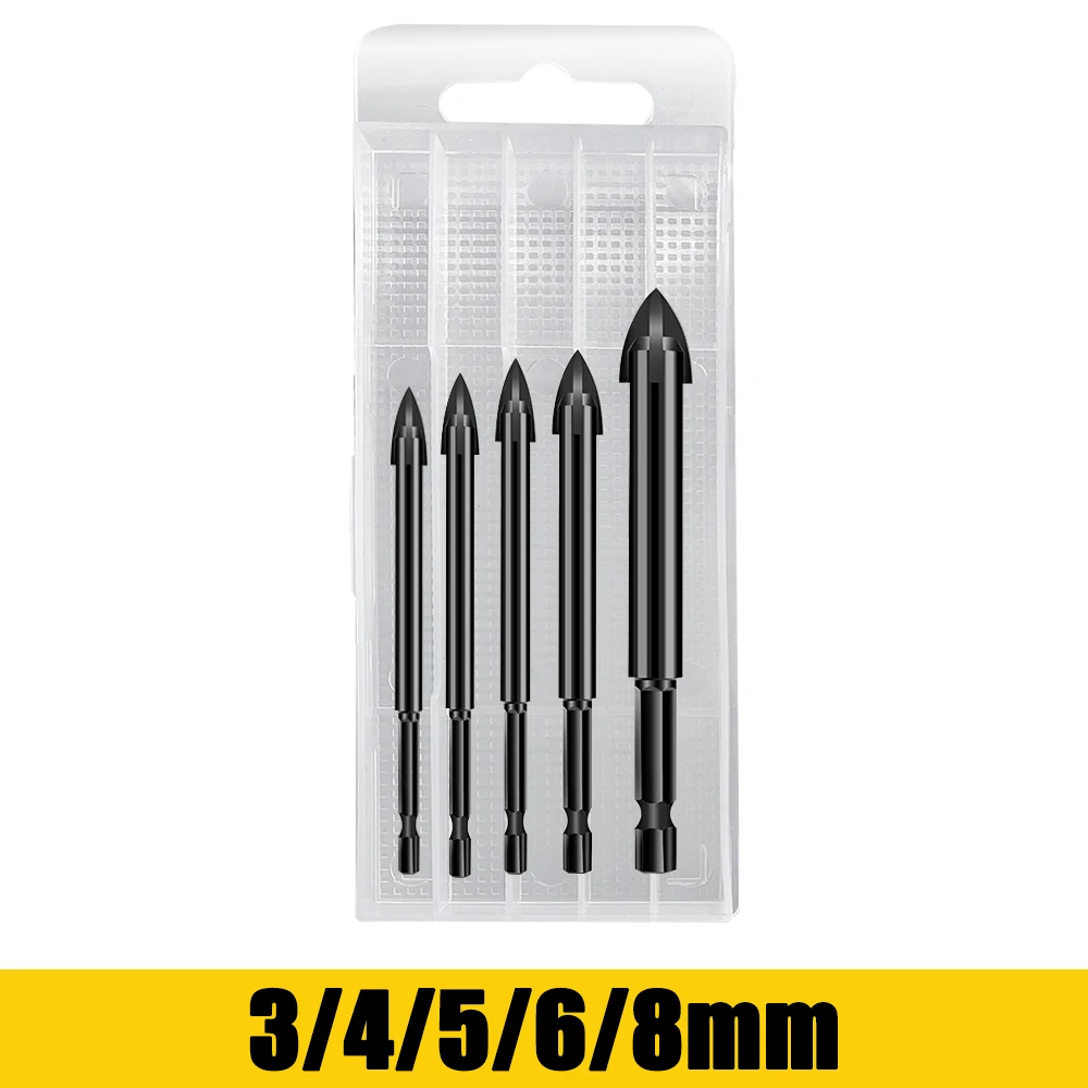 Multifunctional Cross  Steel Triangle Drill Bits Set for Gl/Concrete/Brick Wall/ - £167.08 GBP