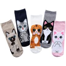 5 Pairs of Kitty Cat Socks Low Cut Ankle Women&#39;s Stretch Stockings Hosie... - £12.99 GBP