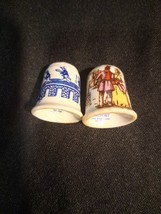 COAL PORT BONE CHINA THIMBLES Lot Of 2 Couple And Fisherman - $2.99