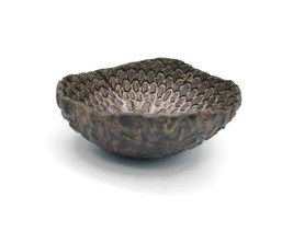 Handmade Ceramic Trinket Bowl, Ring Holder Dish In Cooper Tones Textured... - £36.26 GBP