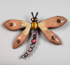 Vintage 1990&#39;s Enamel &amp; Multi Crystal  Nature&#39;s Treasure Dragonfly Brooch - £13.93 GBP