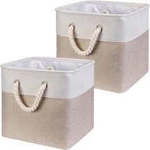 Fabric Cube Storage Bins 13X13X12.5 Inch Light-Brown Cube Storage Boxes, 2 - £26.45 GBP