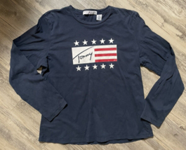 VTG Tommy Hilfiger Shirt Y2K Womens XL Flag Cursive “Tommy” Logo 2001 St... - $9.74