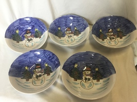 Set of 5 Holiday Season by Tabletops Unlimited Snowman Christmas Bowls - £16.17 GBP