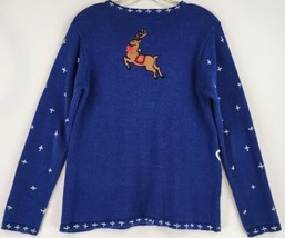 Hampshire Studio Sweater Womens Small Blue Patch Santa Ugly Christmas Vintage - £31.91 GBP
