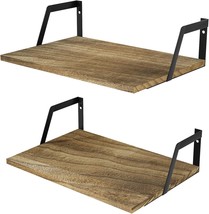 Sriwatana Wall Mounted Set Of 2 Large Capacity Rustic Wood Shelves With Floating - £40.88 GBP