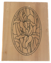 Anitas Rubber Stamp Stained Glass Window Iris Flowers Easter Spring Chur... - $7.99
