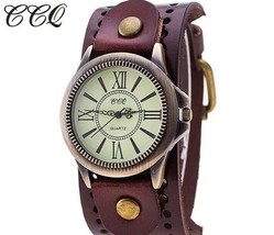CCQ Watch Antique Style Brown Leather Band NEW! - £5.53 GBP
