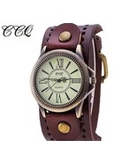 CCQ Watch Antique Style Brown Leather Band NEW! - £5.44 GBP