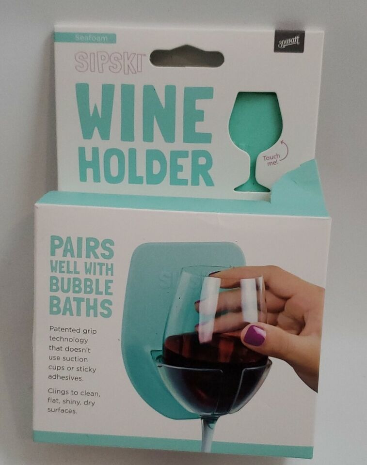 Sipski Wine Holder Sea Foam Green Shower Mirror Glass Cling Grip Bathtub... - $3.95