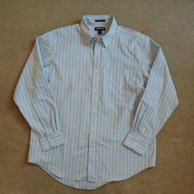 Lands&#39; End 100% Cotton Supima No Iron Oxford Dress Shirt Men&#39;s Size 17 - 35 Blue - £20.10 GBP
