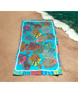 Large Colorful Terrisol Fish Cotton Large Vintage Tropical  Beach Towel ... - $65.44