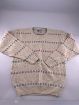 Vintage Cotton Harbor Sweater Womens Small Cream Multicolor Grannycore Y... - $26.39