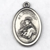 Vintage St Anthony Pendant Charm Medal Catholic Pray For Us - $13.75