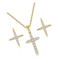 14K Gold Jewelry Set for Women Butterfly Cross AAA - £55.28 GBP