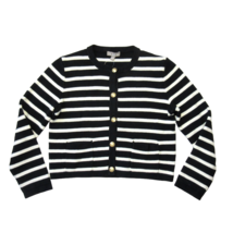 NWT J.Crew Emilie Sweater Lady Jacket in Black Ivory Stripe Knit Cardigan M - £78.89 GBP