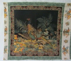 Vintage Fall Colors Pheasant Pillow 2 Panels Fabric Crafts Sewing - £6.14 GBP