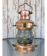 Brass &amp; Copper Anchor Oil Lamp  Nautical Maritime Ship Lantern Boat Ligh... - £72.69 GBP