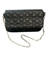 Express Quilted Faux Leather Crossbody Bag – Black – Gold Chain Strap – ... - $21.60