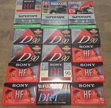 Blank cassette 18 Lot Sealed Maxell Xlii 90 Supertape Sony HF TDK D90 Fu... - $42.52
