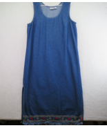 Carolina Blues Dress Womens 18W Maxi Denim Jumper Embroidered Fringe Hem... - £23.65 GBP
