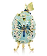 Keren Kopal  Turquoise Butterfly Music Egg trinket box with Austrian cry... - $169.86 CAD