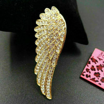 2 Ct Round Cut Simulated Diamond Feather Men&#39;s Brooch Pin 925 Silver Gold Plated - £118.07 GBP