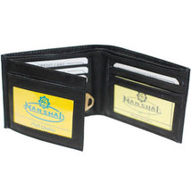 MENS BLACK LEATHER WALLET BIFOLD ID Window Free Ship New Credit Card Hol... - $12.38