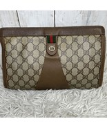 GUCCI GG Supreme Sherry Line Clutch Bag Purse Pouch Brown Beige MBb0512 - $228.65 CAD