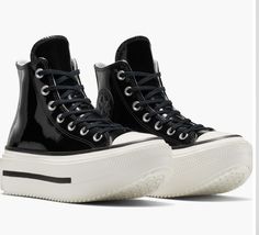 Converse Chuck Taylor Lift Double Stack Patent Leather Platform Black 8.5W/6.5M image 2