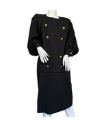 Vintage Givenchy Size M Black Wool Gold/Pearl Buttoned Long Sleeve Dress - $2,839.98 MXN