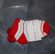 Janie And Jack Red/White/Blue Striped Pom-Pom Socks Size 4/6 Shoe Size G... - $7.00