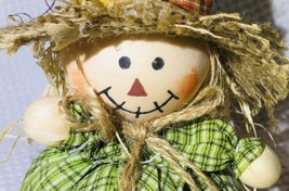 Green Plaid 7” tall Scarecrow Jute Hat Raffia Hair - £10.26 GBP