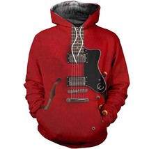 3D full print Red Guitar zipper Sweatshirt casual Street hip hop fashion Hoodie - £74.45 GBP